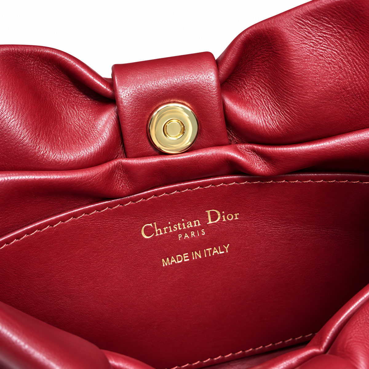 Dior Bow Bag in Bordeaux Lambskin Leather with Silver Chain Strap