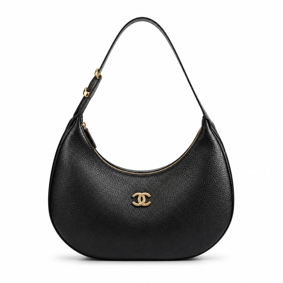Chanel Black Textured Hobo Shoulder Bag