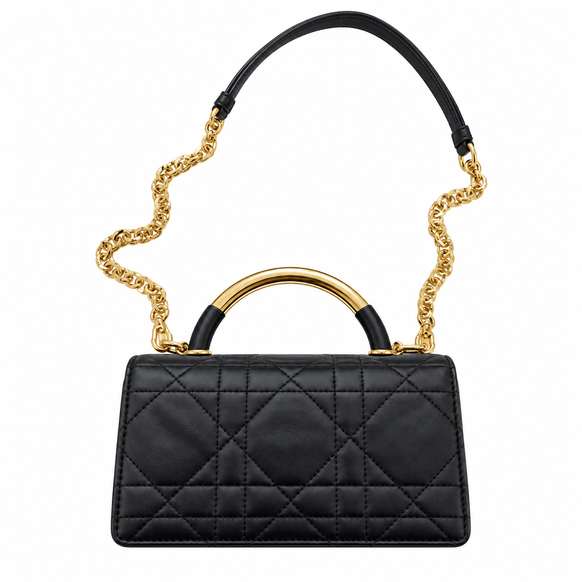 Dior Black Caro Cannage Pearl CD Lock Bag