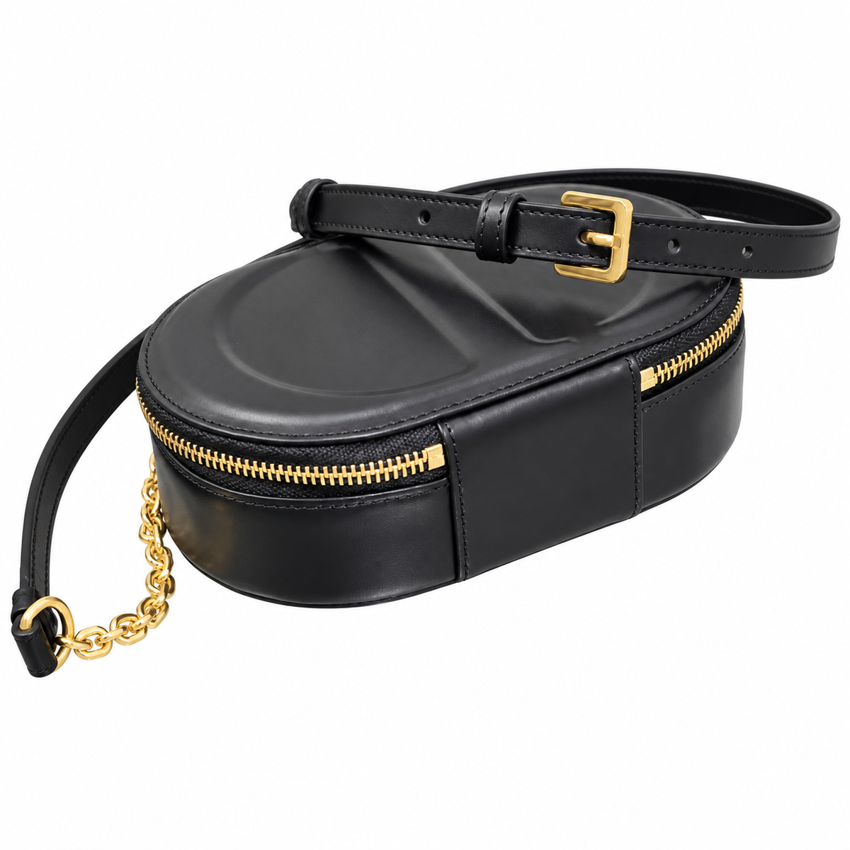 Dior Black Oval CD Embossed Chain Bag