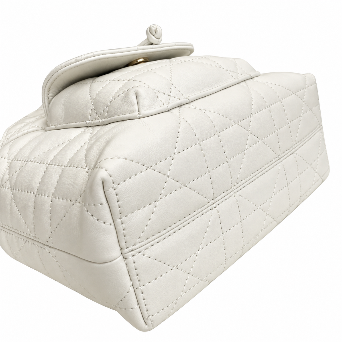 Dior Caro Bucket Bag in White Cannage Leather with CD Clasp