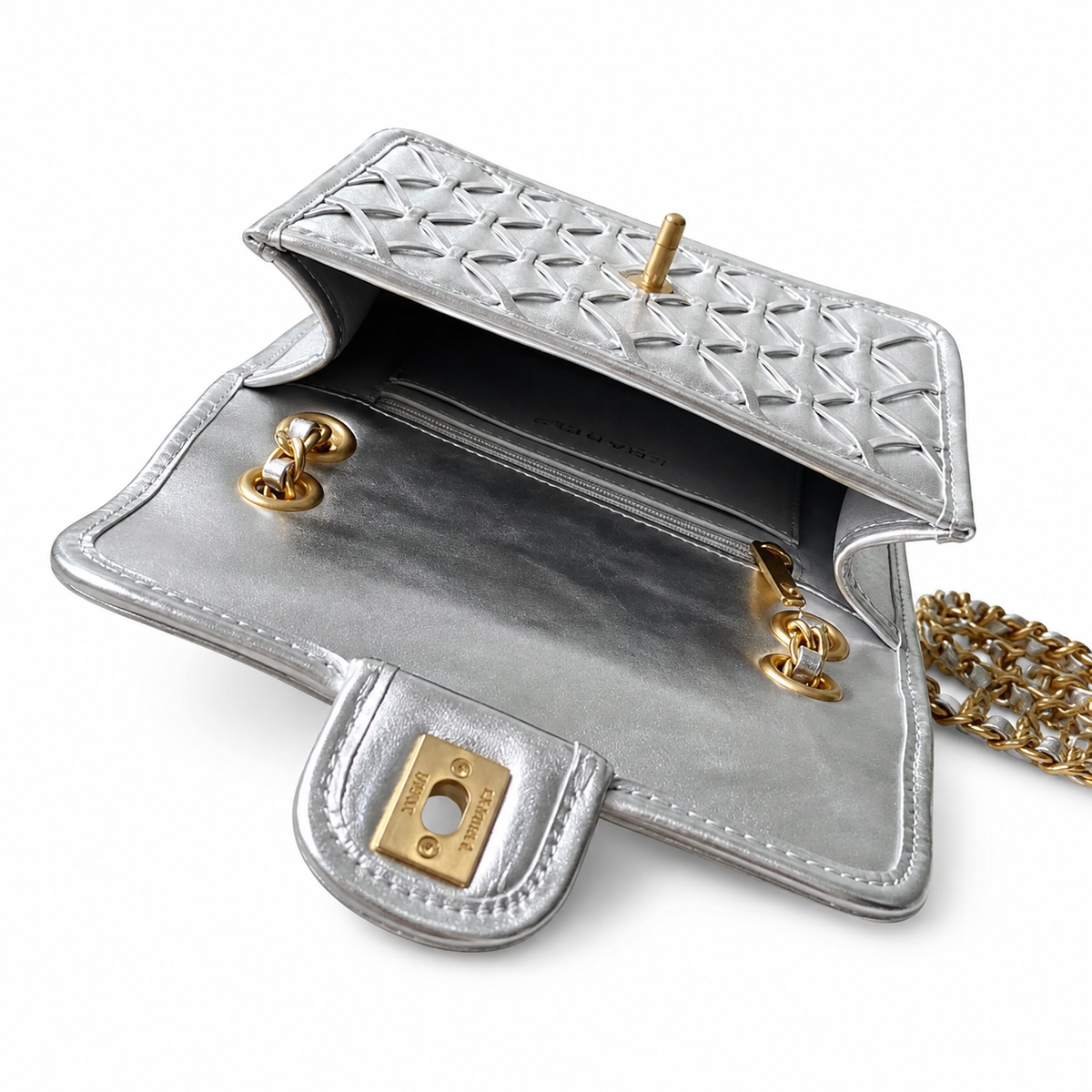 Chanel 2.55 Reissue Mini Flap Bag in Silver Metallic Leather