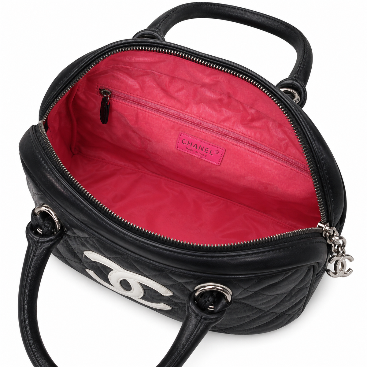Chanel Black Quilted Tote with White CC