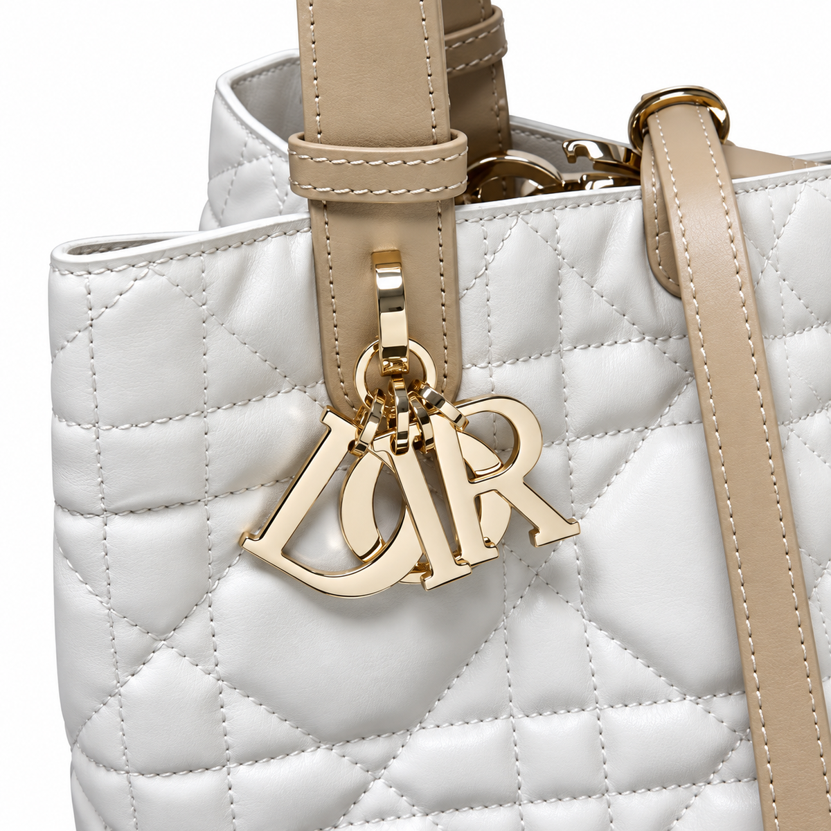 Dior Quilted Cannage Large Top Handle Tote Bag with Removable Strap