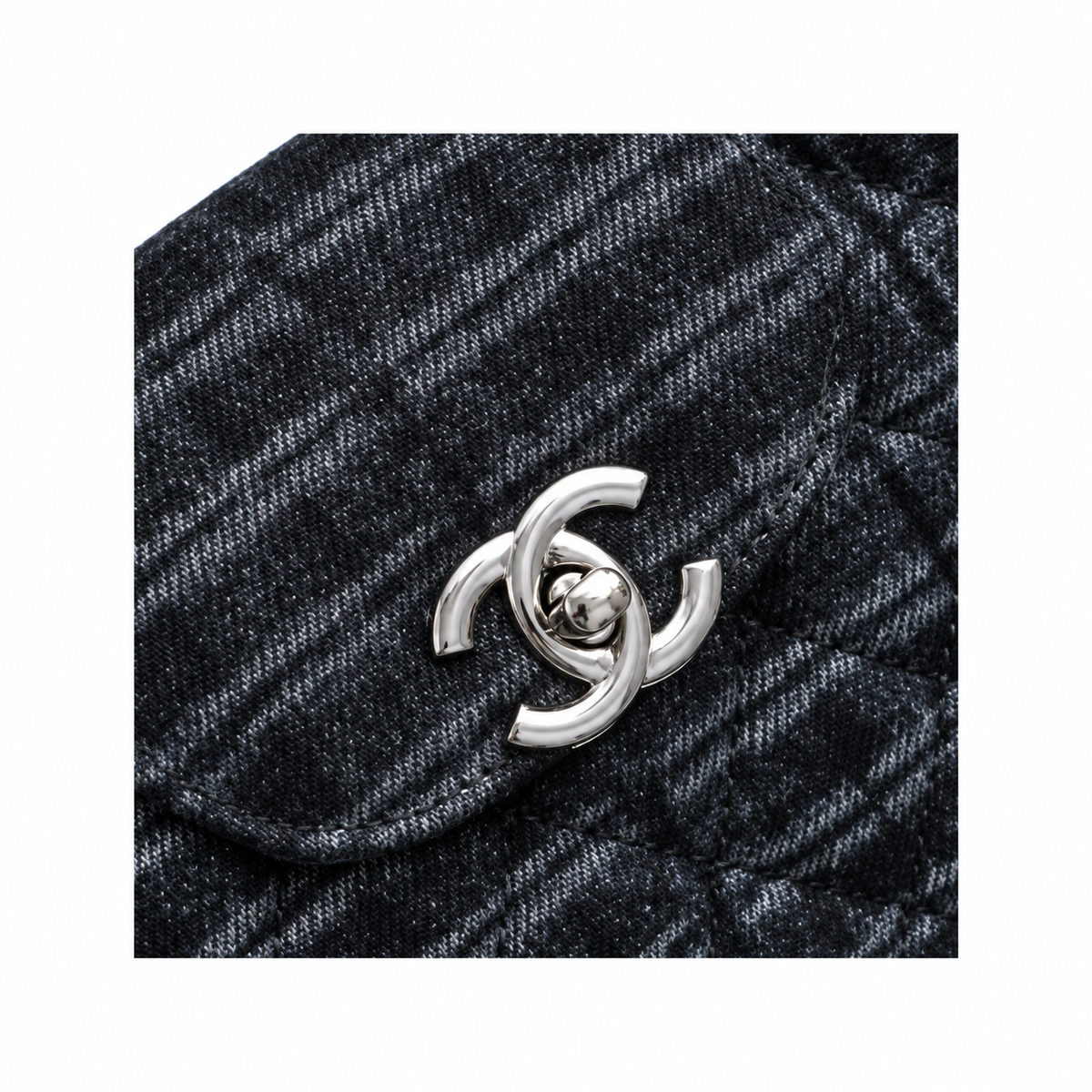 Chanel Dark Denim Quilted Mini Top Handle Flap Bag