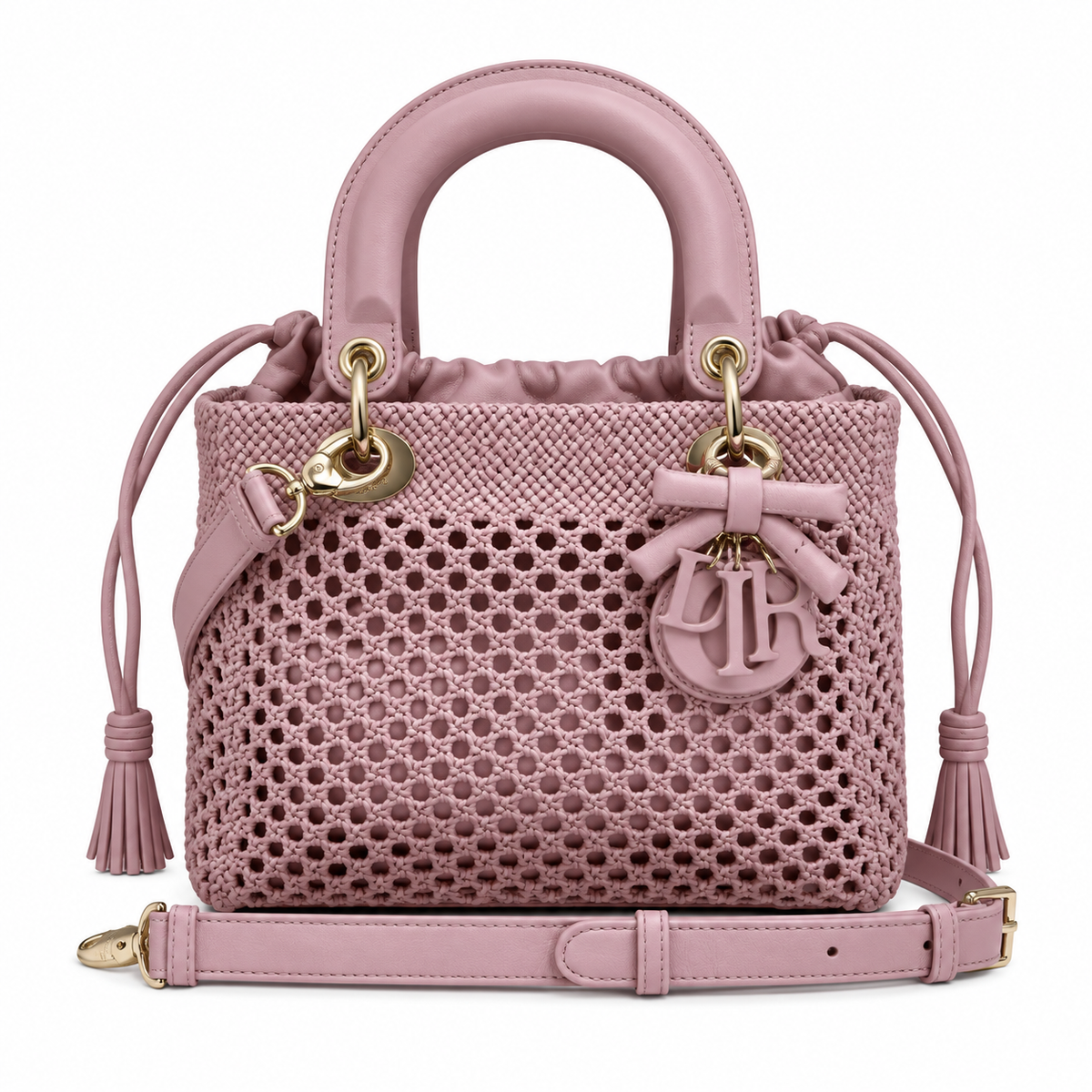 Lady Dior Medium Wicker Bag in Blush Pink