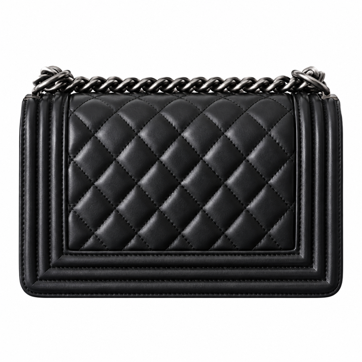 Chanel Black Quilted Lambskin Boy Bag Silver Hardware