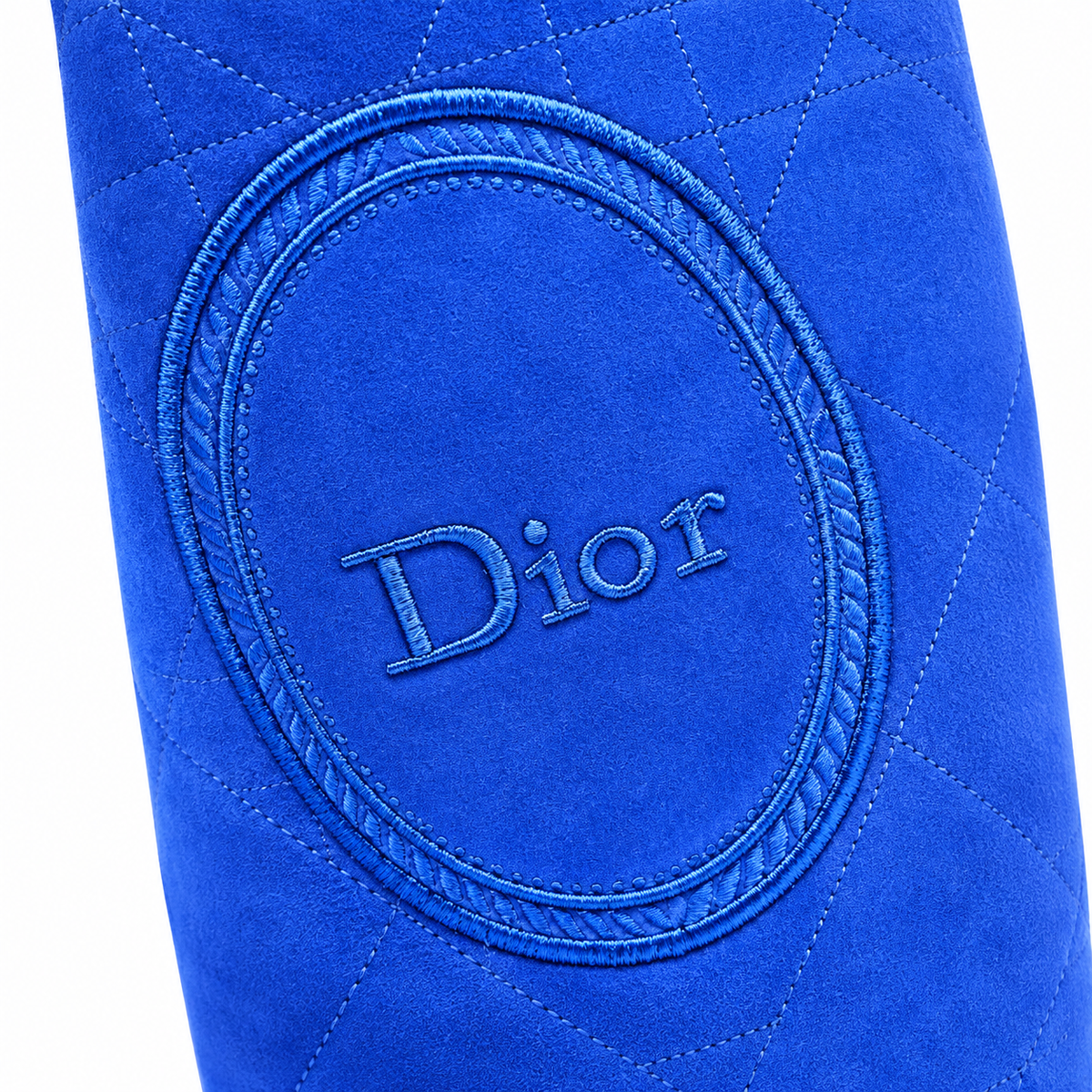 Dior Cannage Quilted Suede Large Hobo Shoulder Bag in Royal Blue