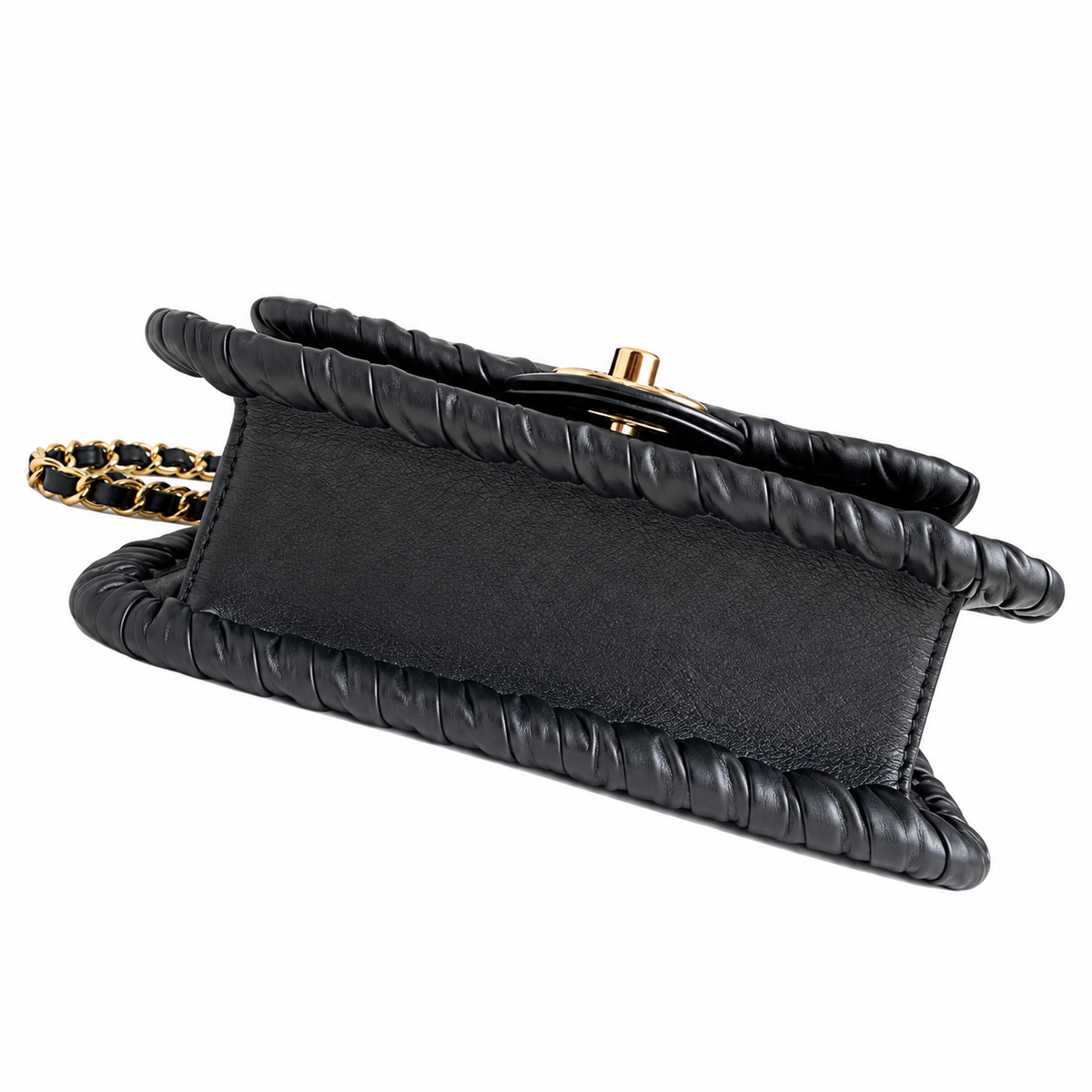 Chanel Black Quilted Flap Bag with Braided Edge