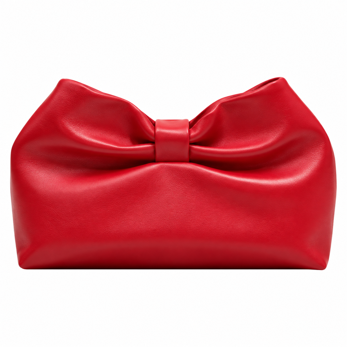 Dior Bow Bag in Rouge Red Lambskin Leather with Silver Chain Strap