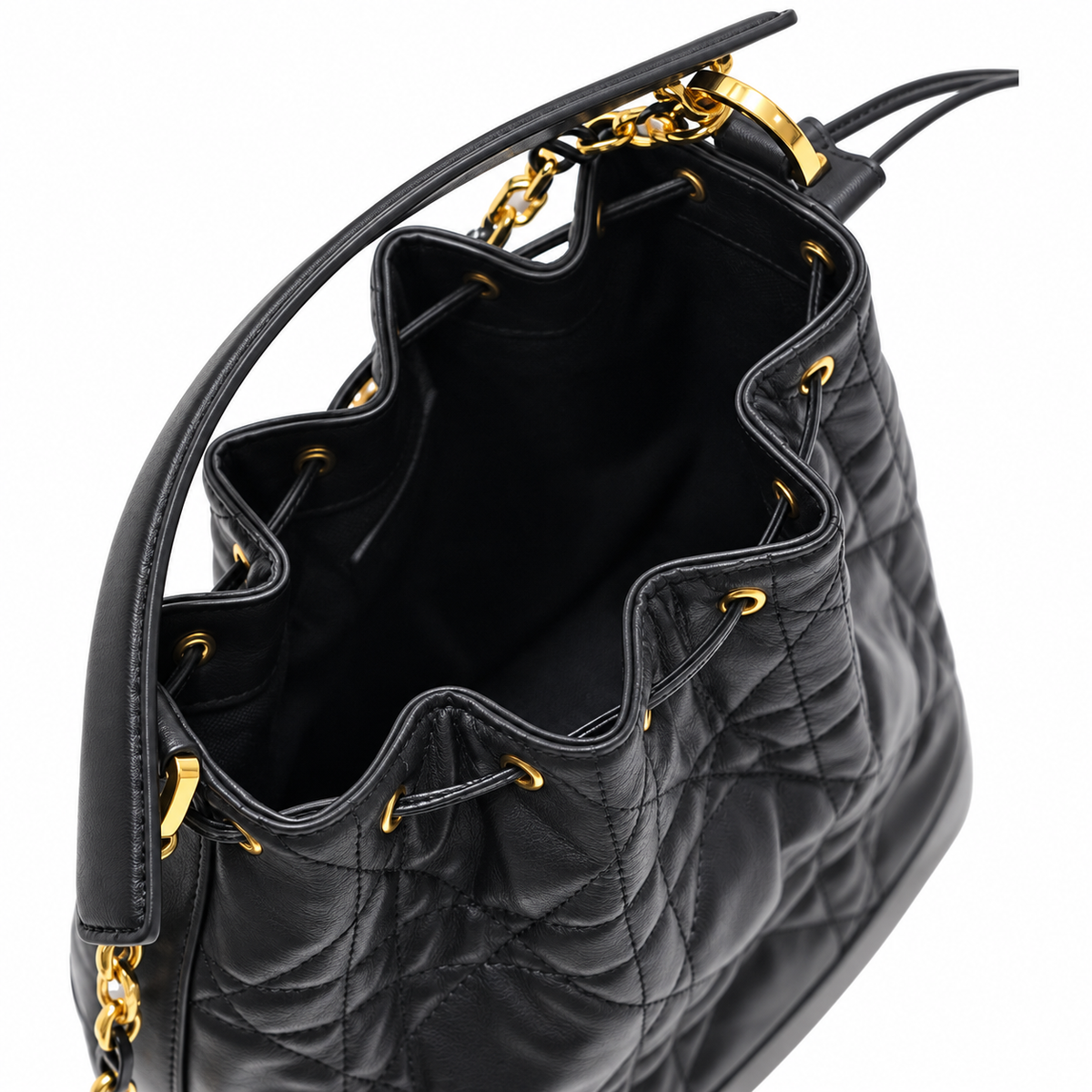 Dior Jolie Bucket Bag in Black with Gold Chain Strap