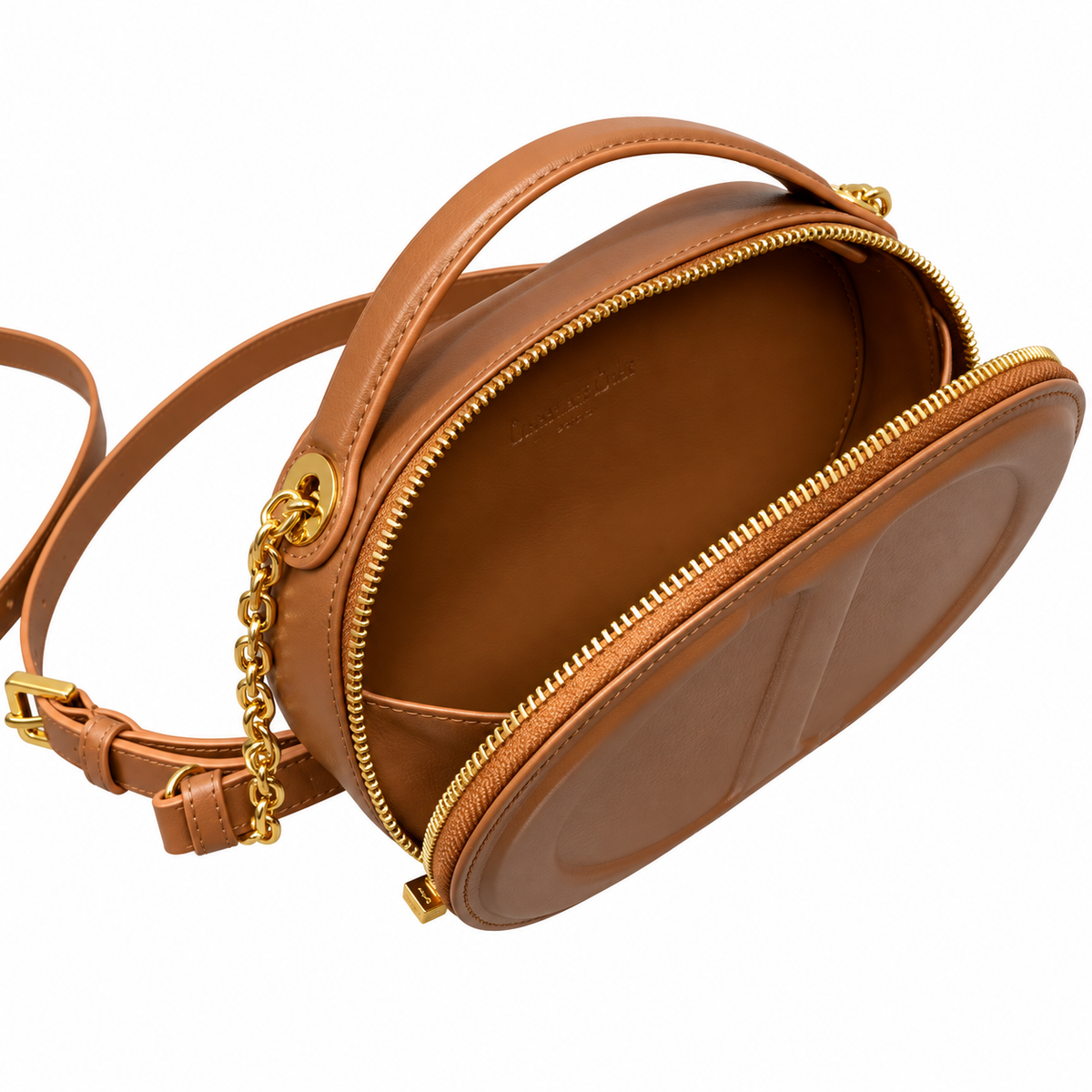 Dior Tan Oval CD Embossed Chain Bag