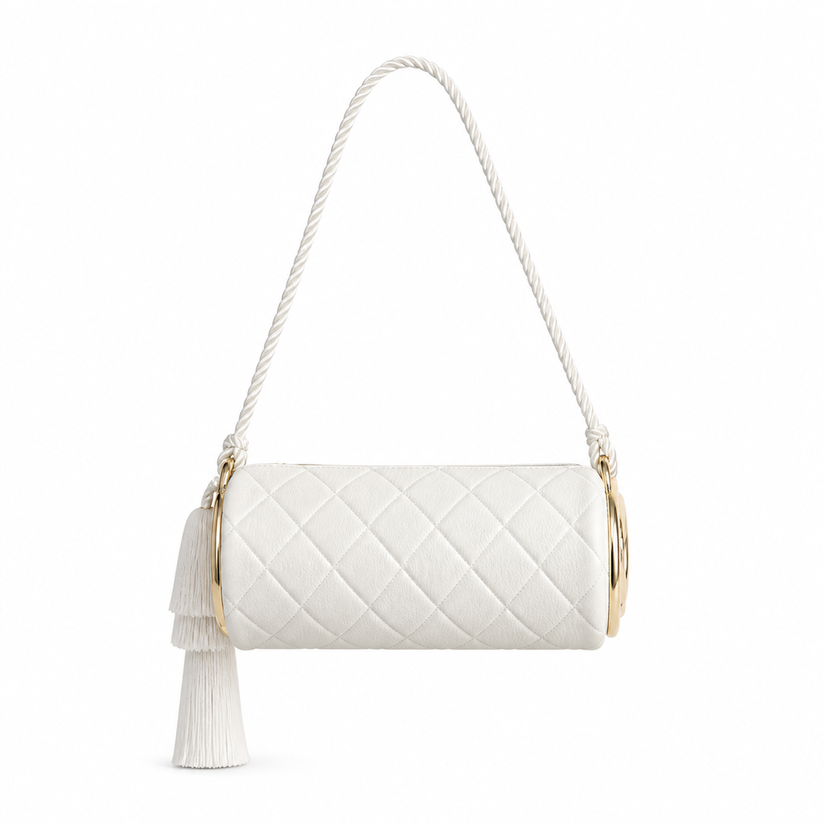 Chanel White Quilted Cylinder Shoulder Bag
