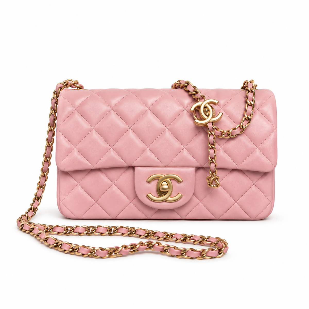 Chanel Quilted Lambskin Top Handle Flap Bag