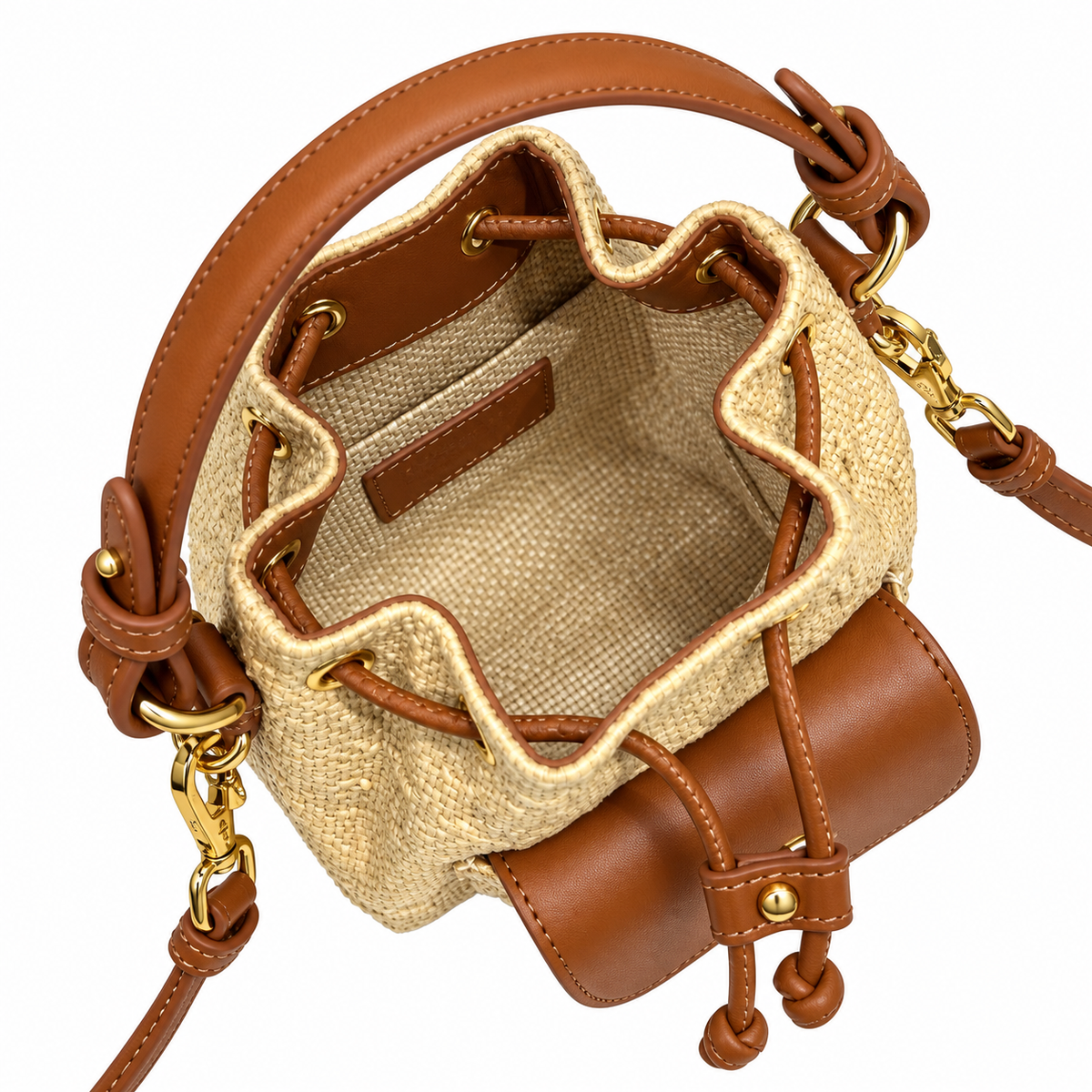 Dior Raffia Woven CD Logo Drawstring Bucket Bag