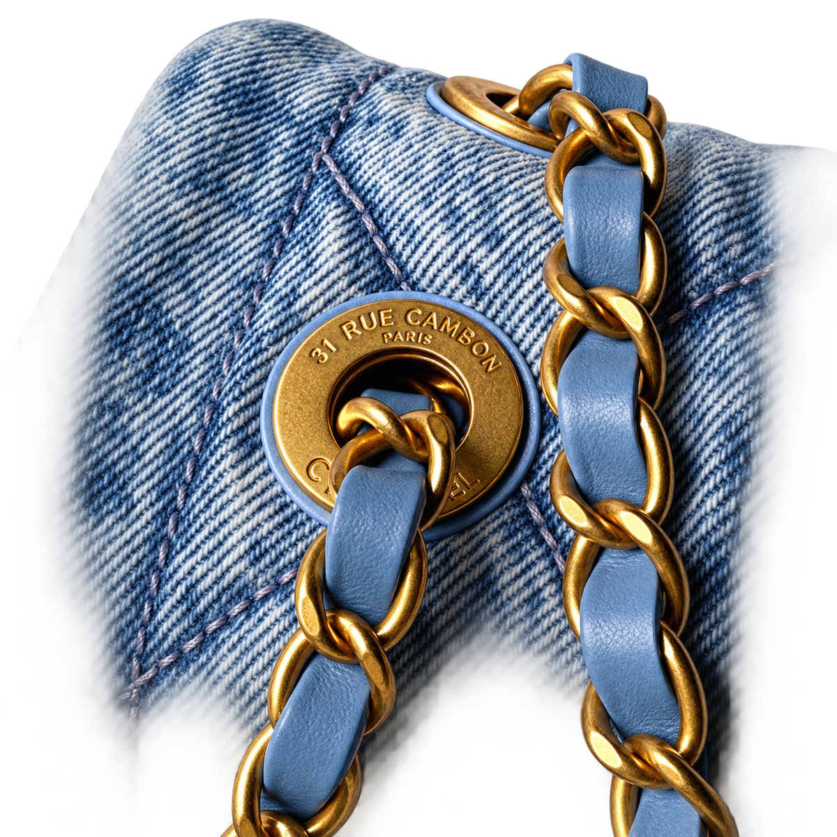 Chanel Denim Flap Bag with Oversized Antique Gold CC Turn-Lock