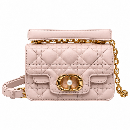 Dior Small Jouis Flap Bag in Nude Pink with Pearl Chain Strap