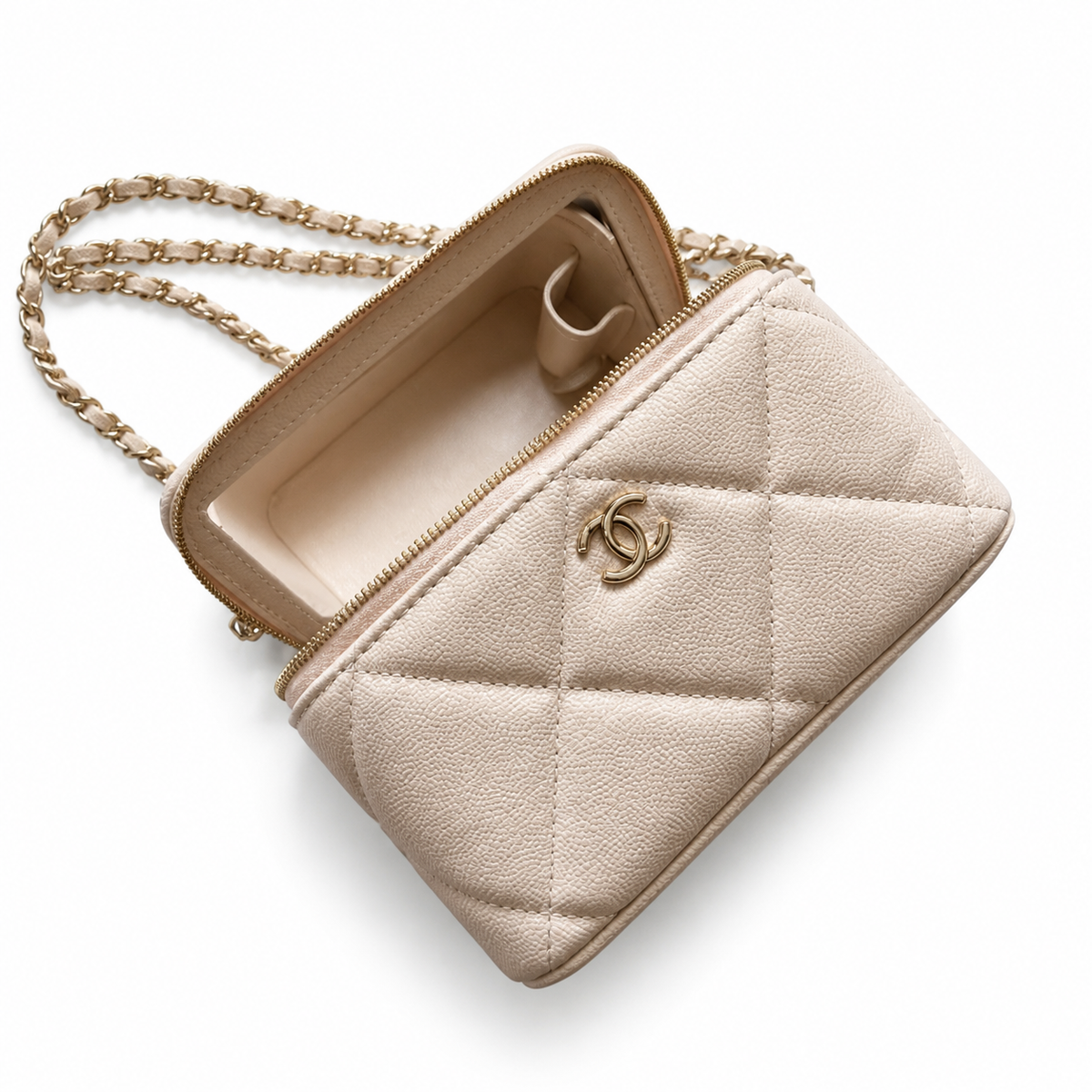 Chanel Cream Quilted Mini Vanity Bag