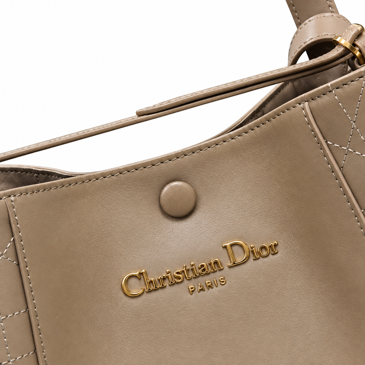 Dior Toujours Small Tote Bag in Taupe with Christian Dior Logo