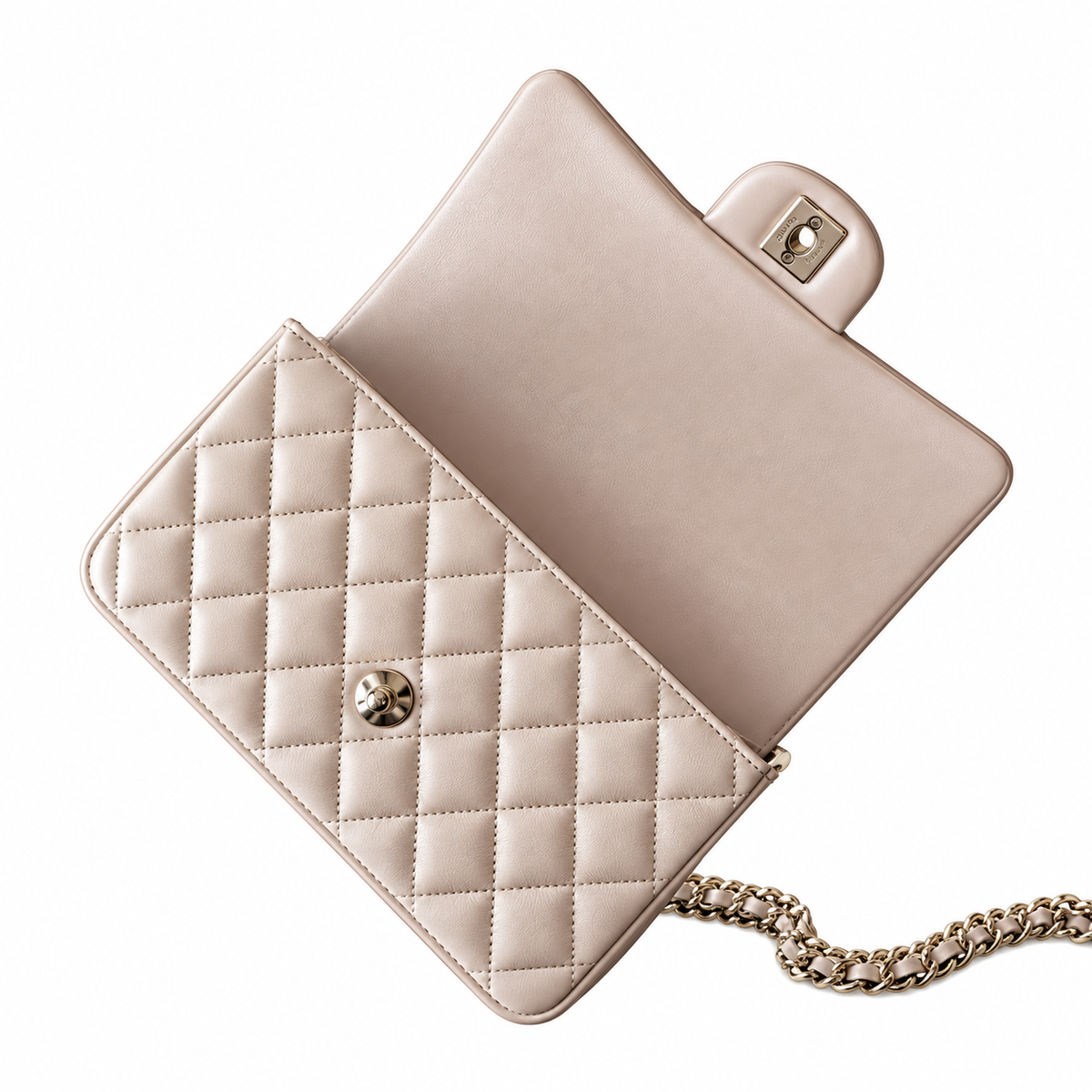 Chanel Cream Quilted Lambskin Top Handle Flap Bag