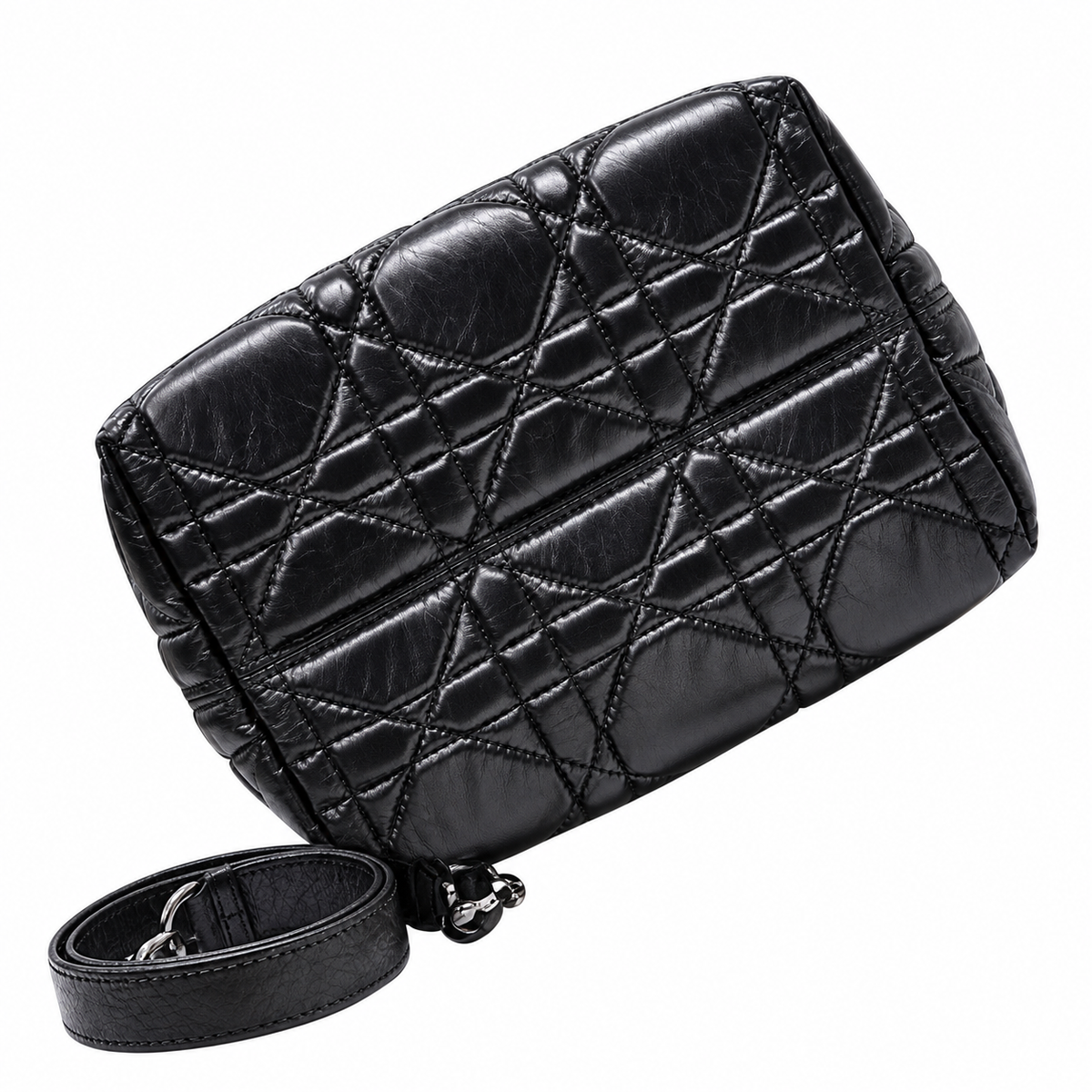 Dior Toujours Mini Tote in Black Cannage Quilted Leather with Silver CD Charm