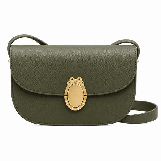 Dior 30 Montaigne Flap Crossbody Bag in Sage Green with Adjustable Strap