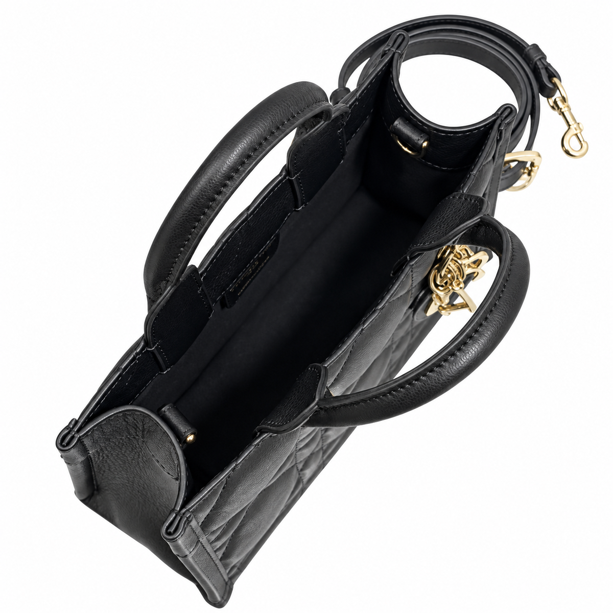 Dior Lady D-Joy Bag in Black Cannage Leather with Gold CD Charm