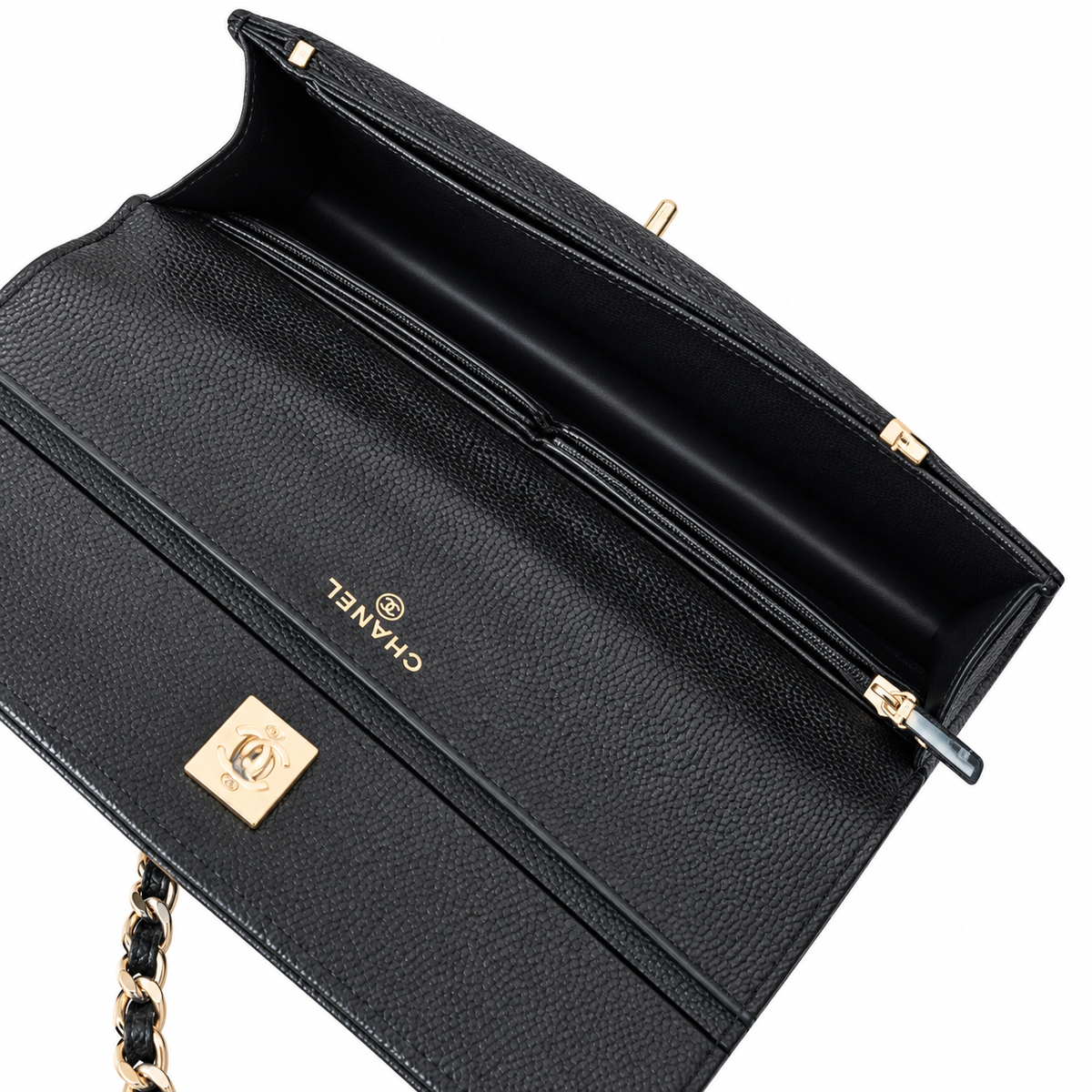Chanel Black Caviar Quilted Mini Top Handle Flap Bag