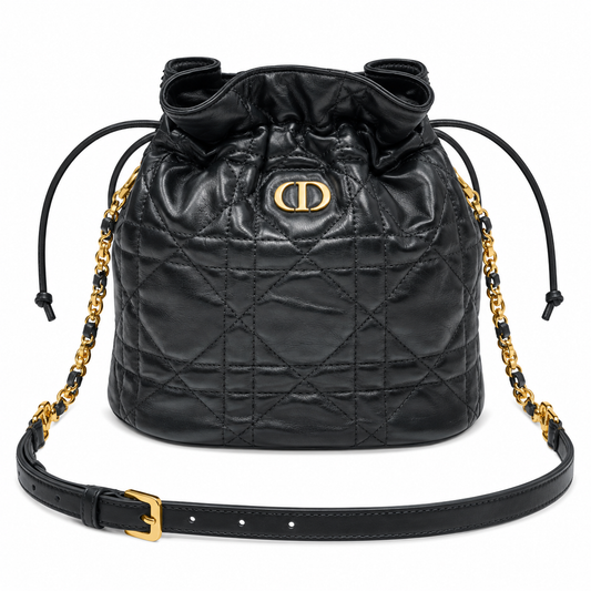 Dior Black Cannage Quilted CD Chain Bucket Bag