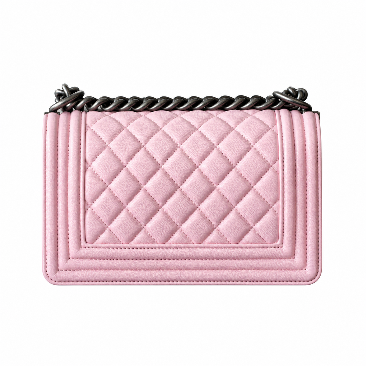 Chanel Pink Quilted Lambskin Boy Bag Silver Hardware
