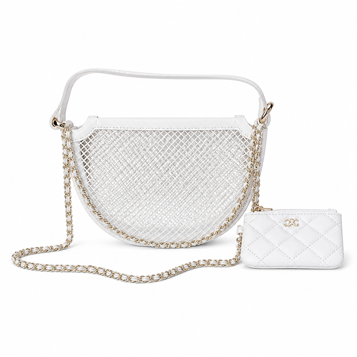 Chanel White Mesh Shoulder Bag