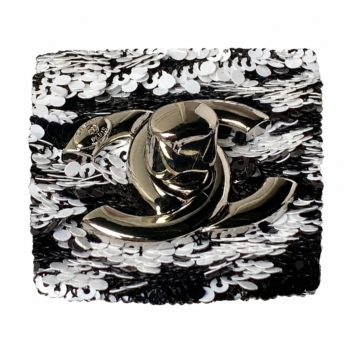 Chanel Zebra Print Sequin Classic Flap Bag with Gunmetal Chain