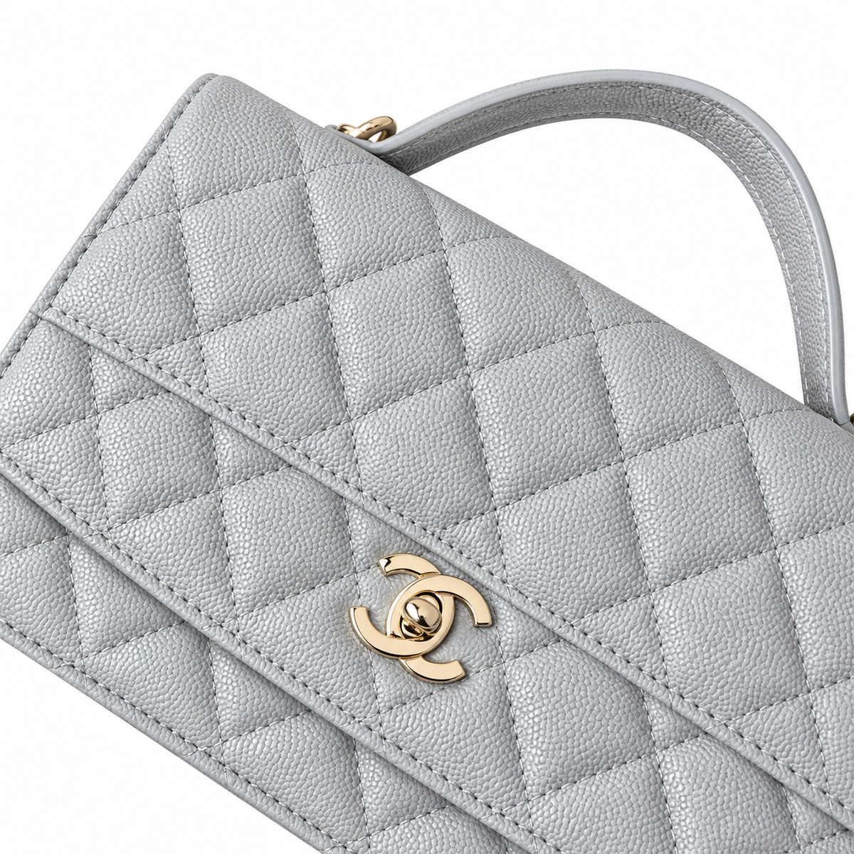 Chanel Ice Blue Quilted Mini Top Handle Flap Bag