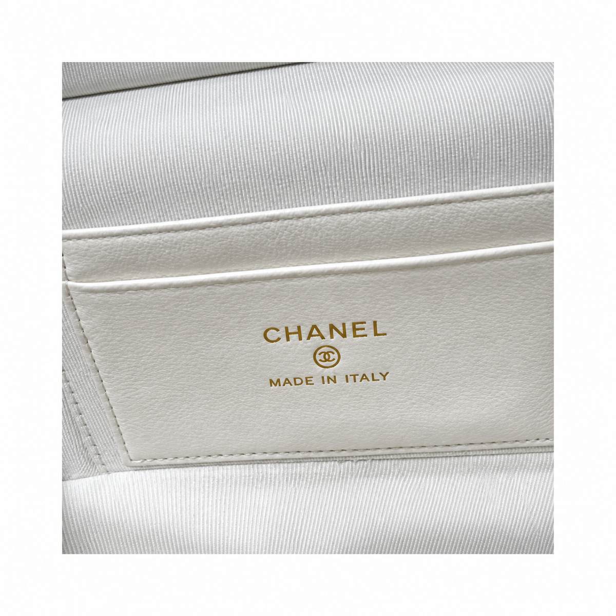 Chanel White Black Quilted Vanity Case with Chain