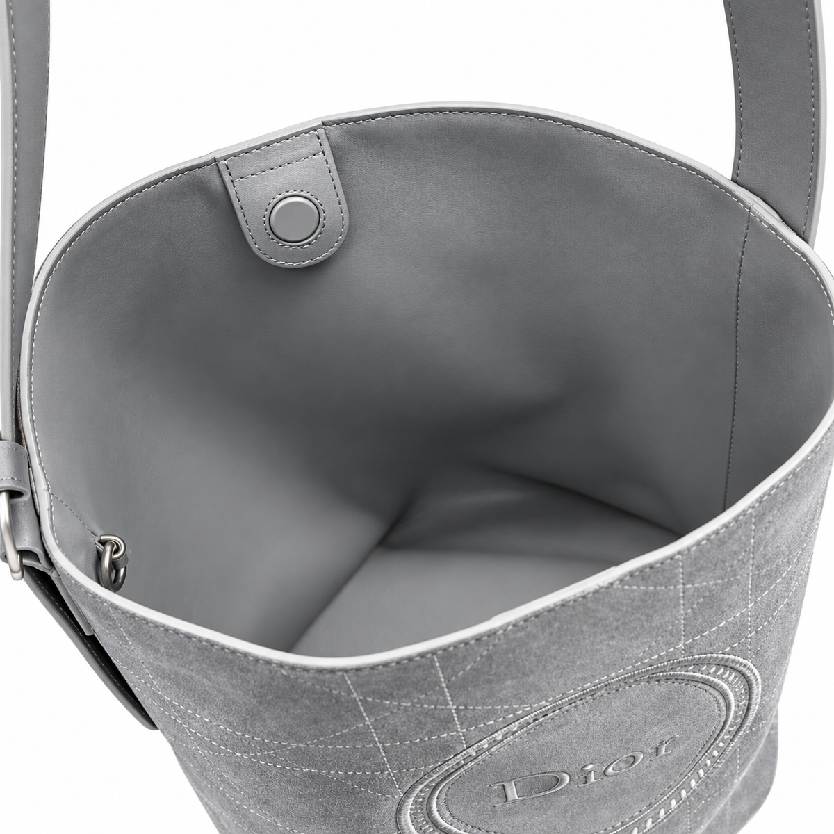 Dior Cannage Large Belt Bag with Pouch in Grey Mixed Materials