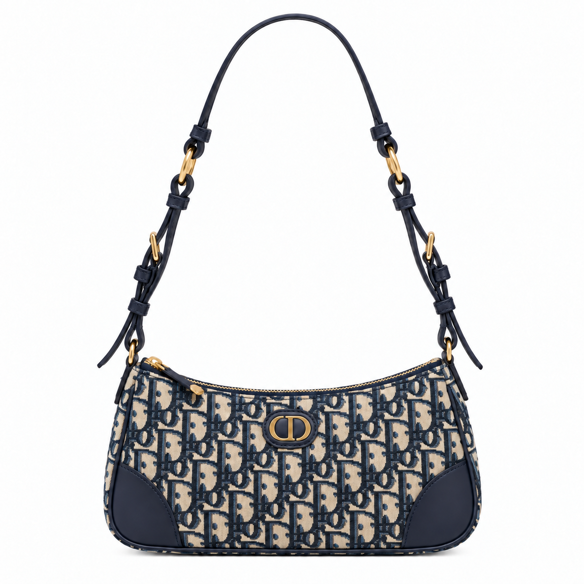 Dior Oblique Jacquard Zip Pochette Shoulder Bag with Adjustable Strap
