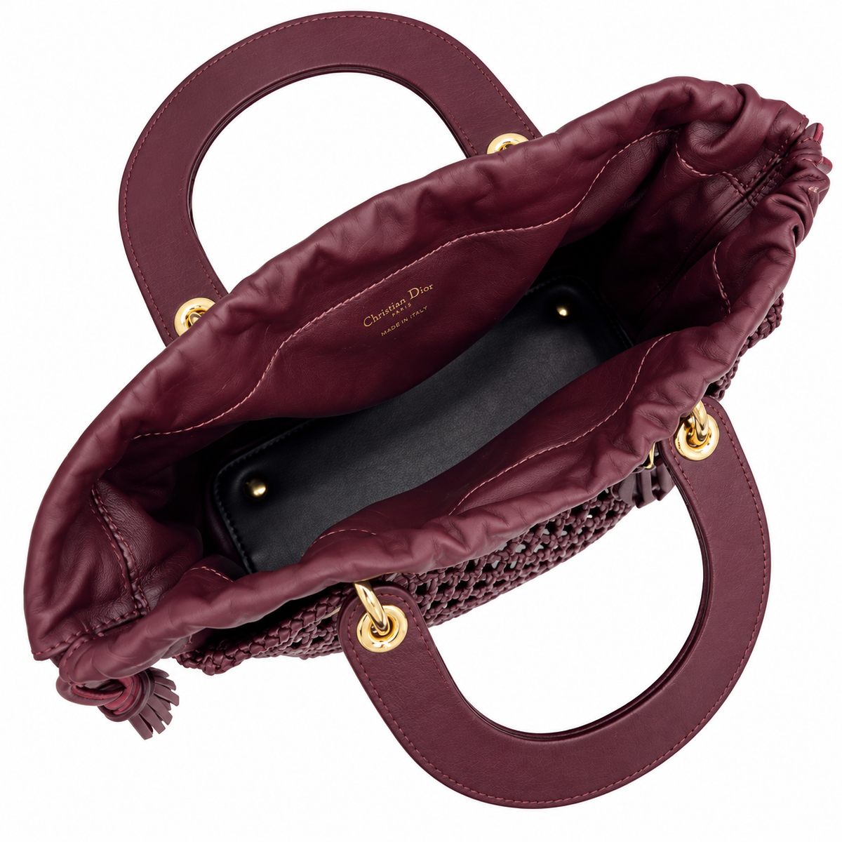Lady Dior Medium Wicker Bag in Bordeaux