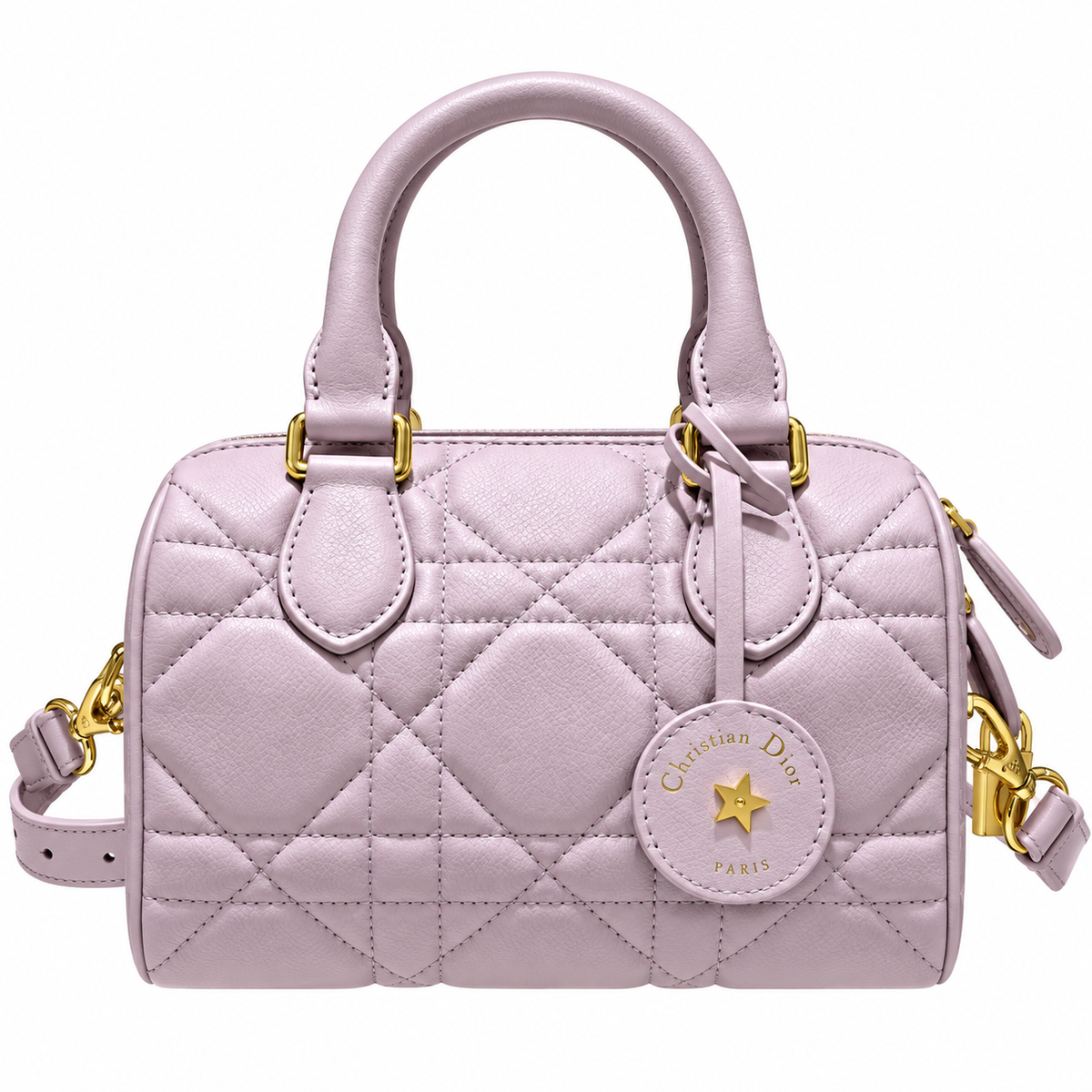 Dior Lilac Cannage Quilted Boston Bag