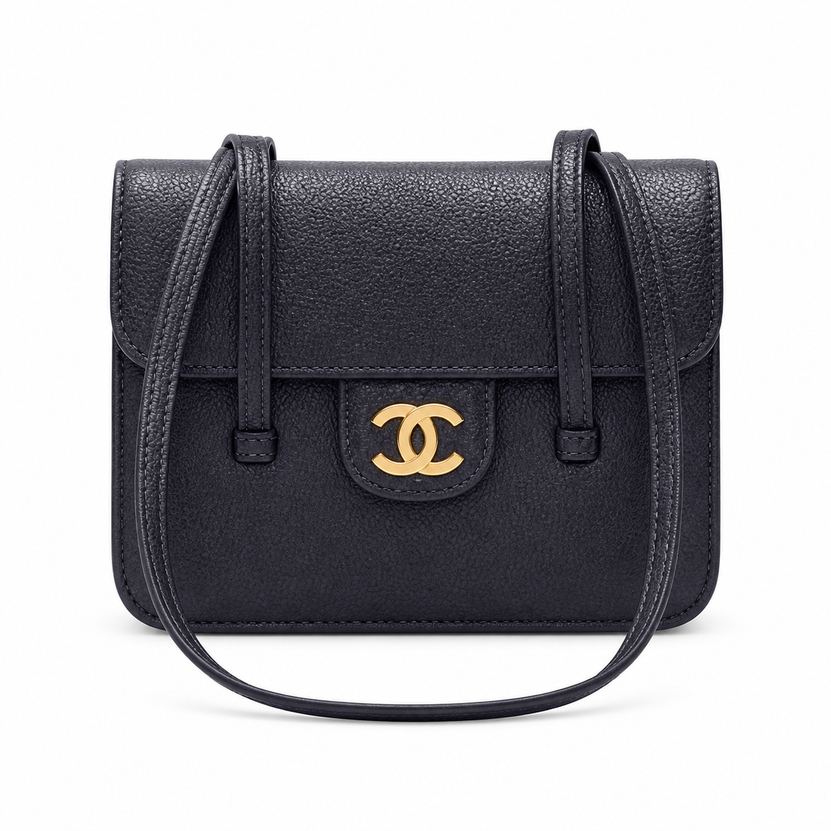 Chanel Black Textured Flap Crossbody Bag