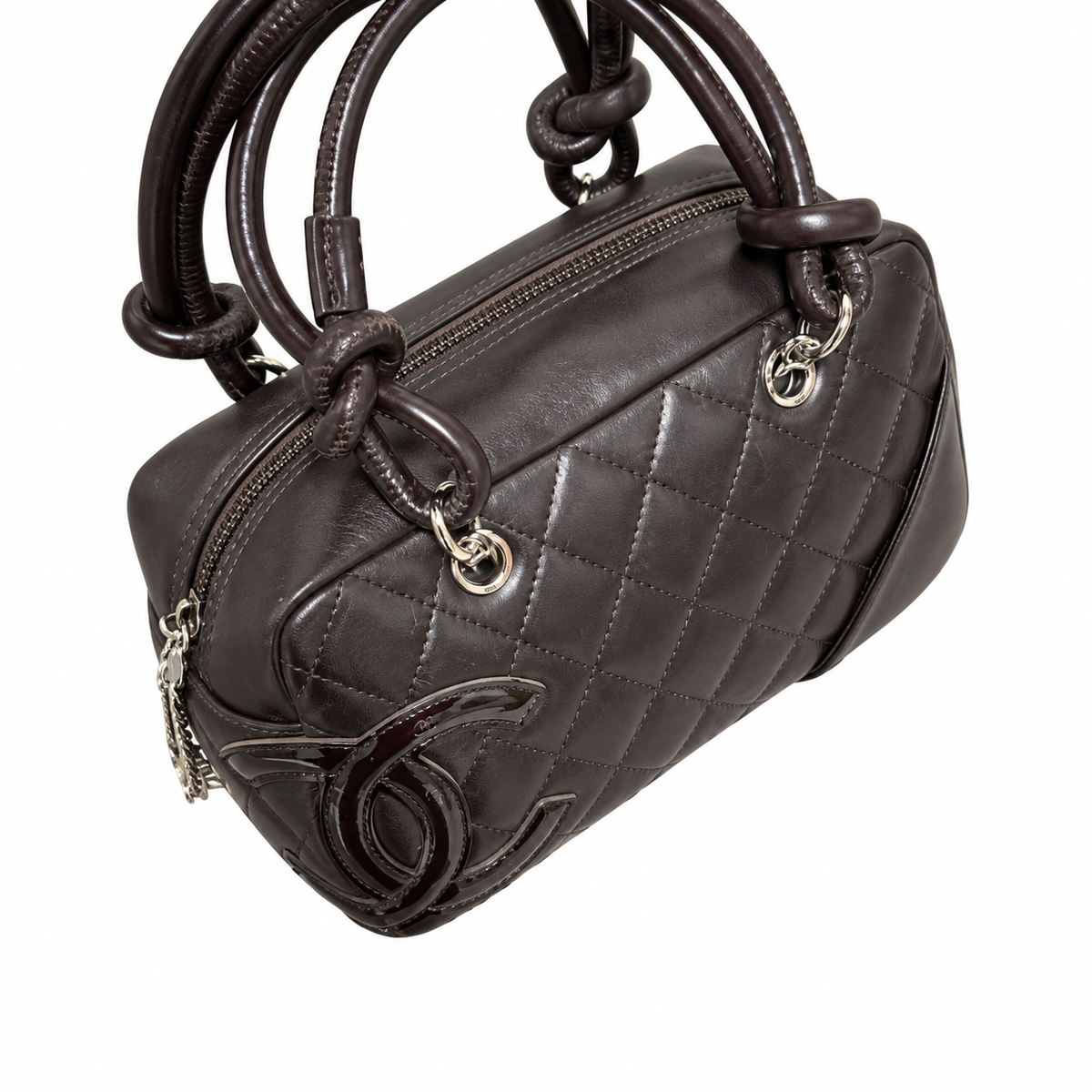 Chanel Dark Brown Cambon Quilted CC Bowler Bag