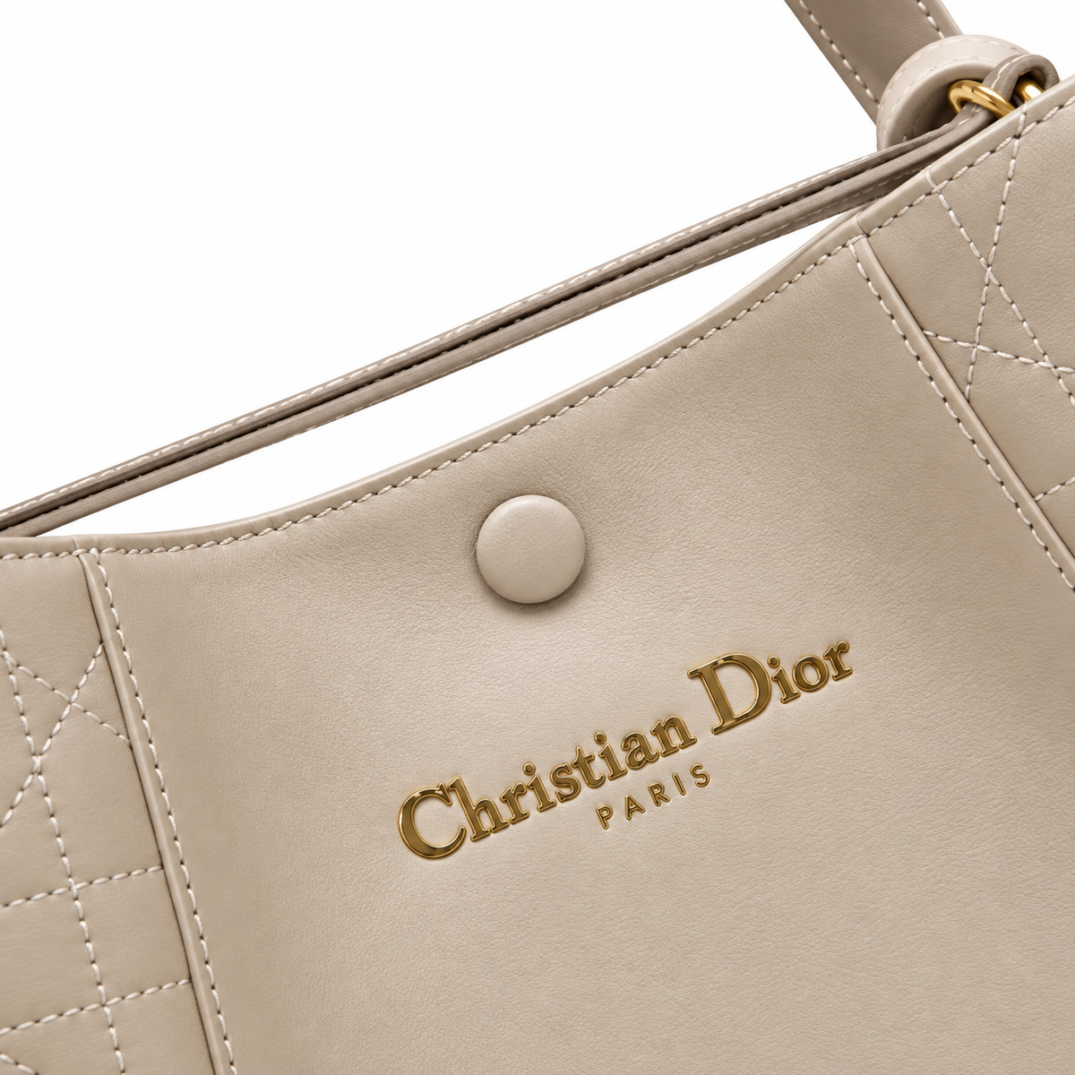 Dior Toujours Small Tote Bag in Stone with Christian Dior Logo