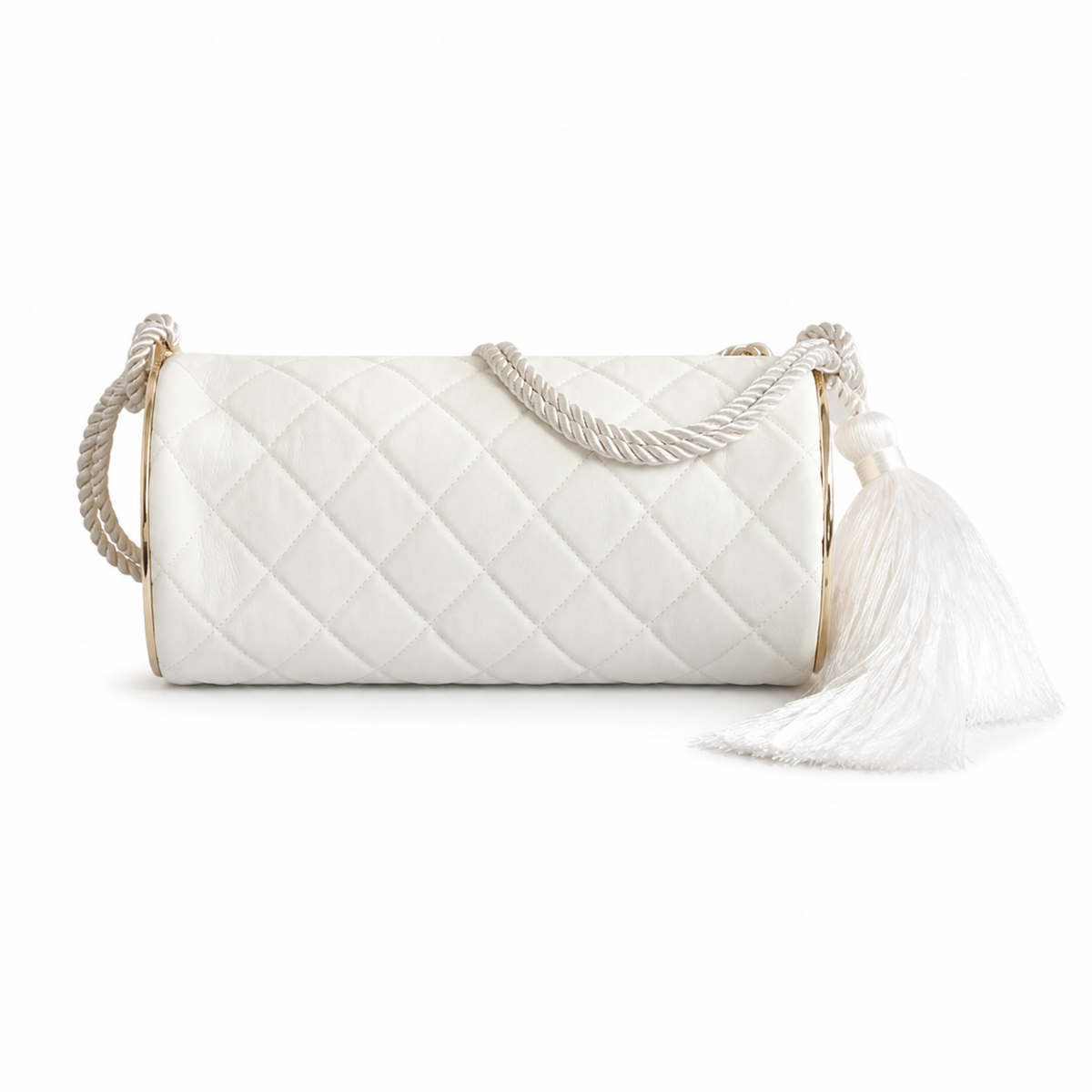 Chanel White Quilted Cylinder Shoulder Bag