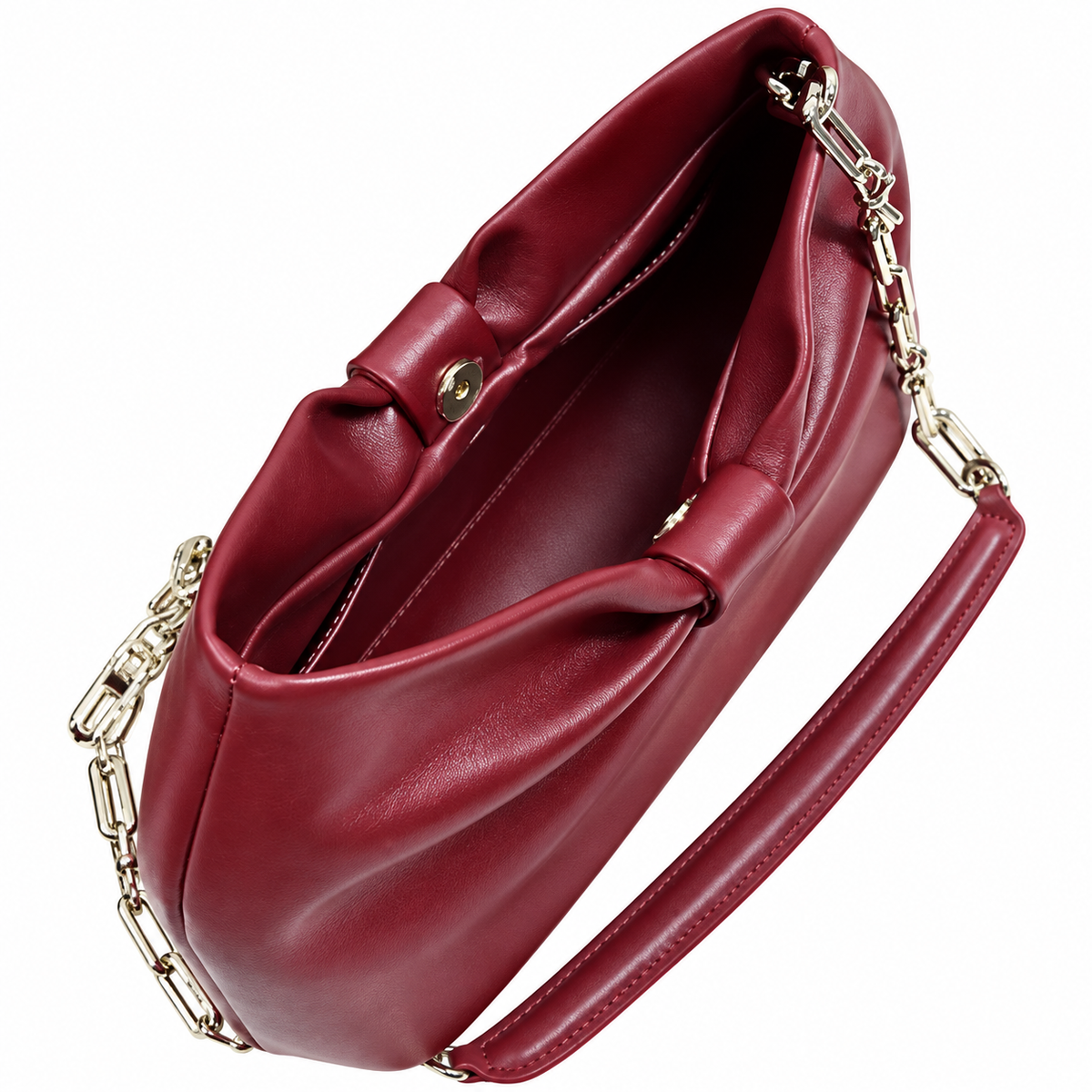 Dior Bow Bag in Bordeaux Lambskin Leather with Silver Chain Strap