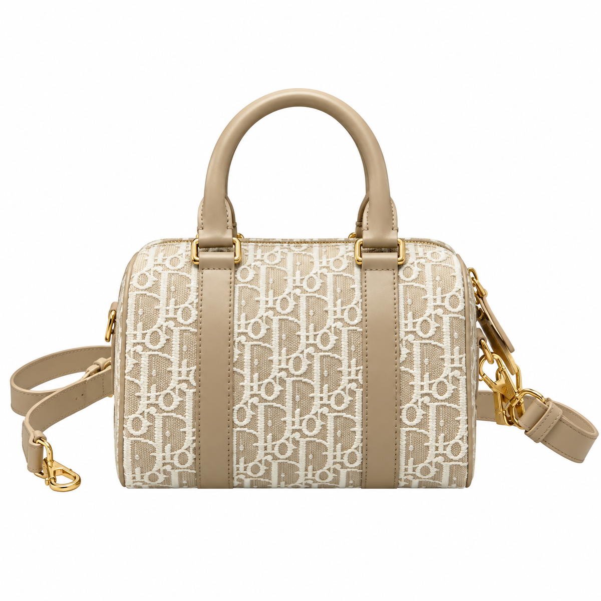 Dior Beige Oblique Jacquard Boston Bag