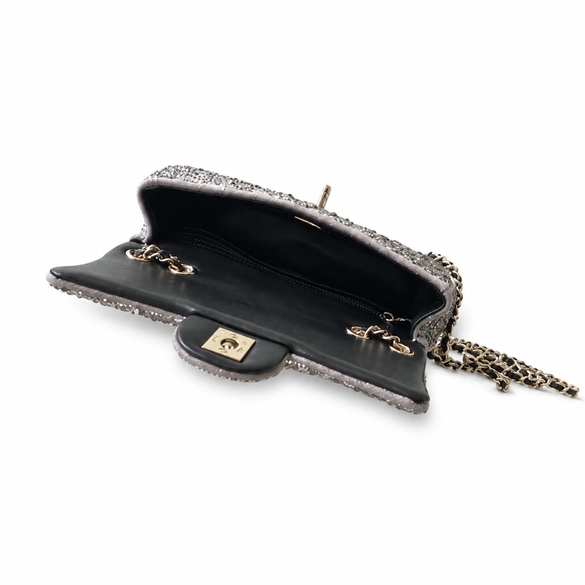 Chanel Crystal Embellished Classic Flap Bag with Gold CC Lock