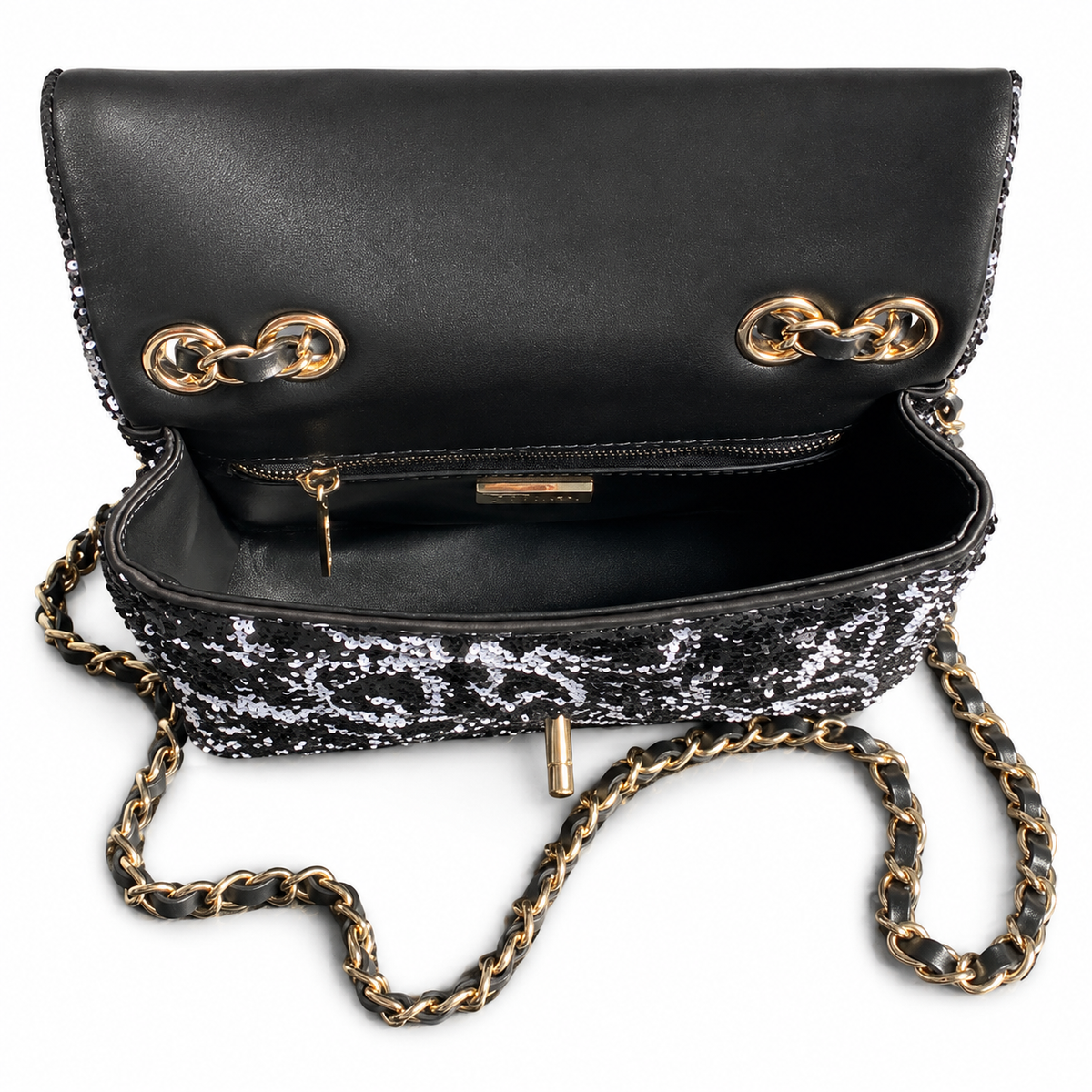 Chanel Silver Bow Sequin Classic Flap Bag with Silver Chain