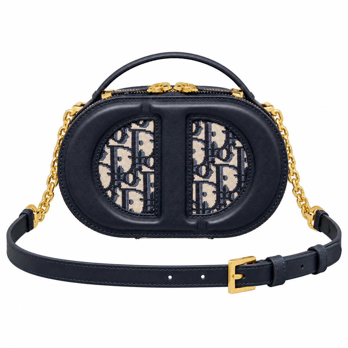 Dior Navy Oblique Oval CD Chain Bag