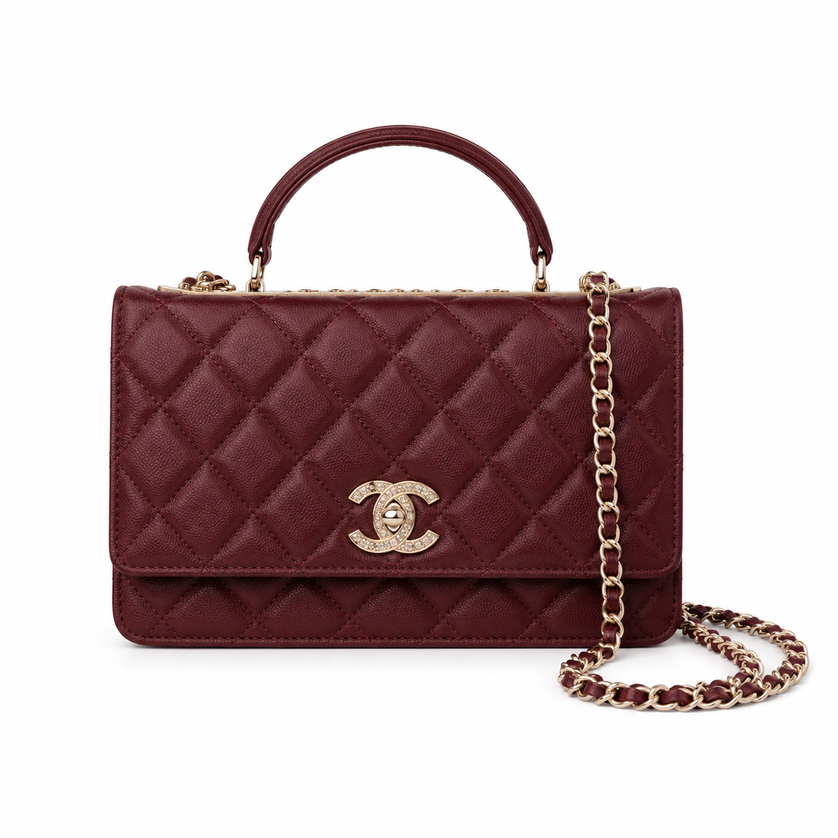 Chanel Quilted Leather Chain Clutch Bag