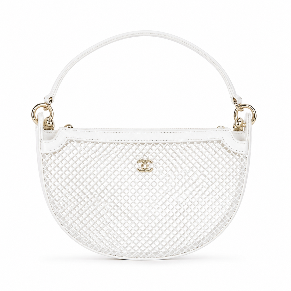 Chanel White Mesh Shoulder Bag
