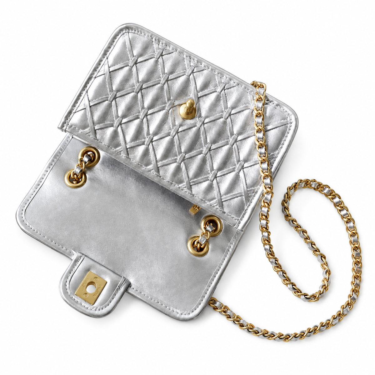 Chanel 2.55 Reissue Mini Flap Bag in Silver Metallic Leather
